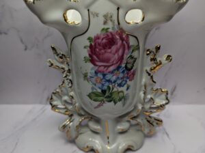 Vintage Moss Rose French Wedding Pedestal VAS