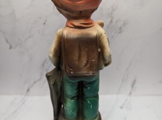 Vintage Boy Figurine Holding Books and Umbrel