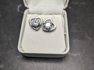 Heart Shaped Silver Plated Stud Earrings